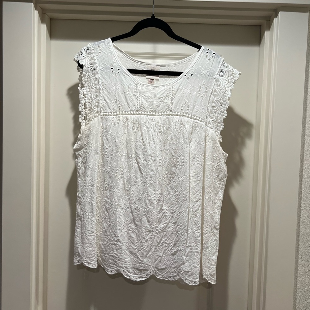Knox Rose Ivory Lace Cap Sleeve Blouse